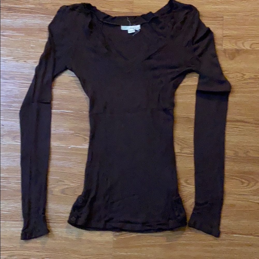 T-shirt: long sleeve - size: M - brown